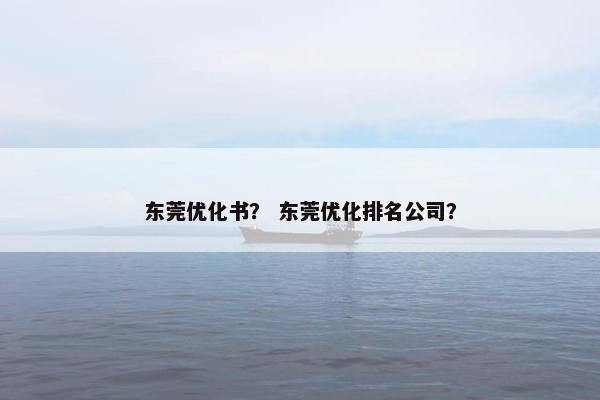 东莞优化书？ 东莞优化排名公司？