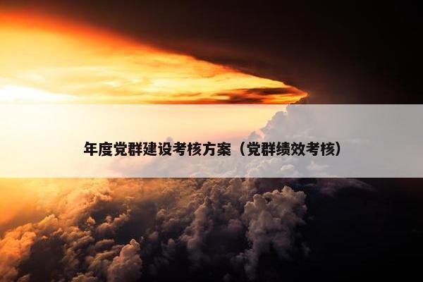 年度党群建设考核方案（党群绩效考核）