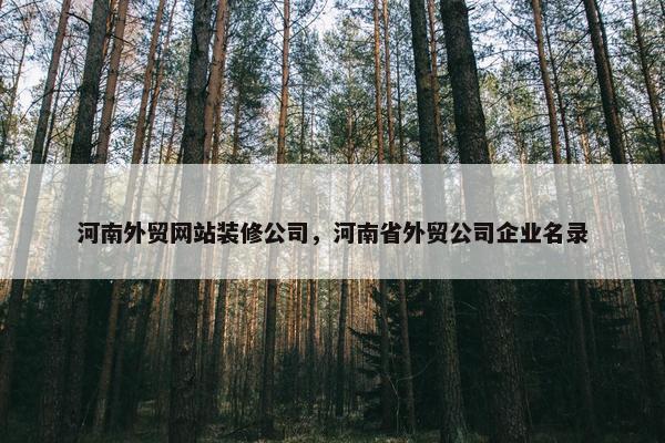 河南外贸网站装修公司，河南省外贸公司企业名录