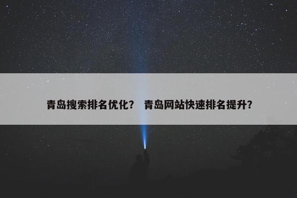 青岛搜索排名优化？ 青岛网站快速排名提升？