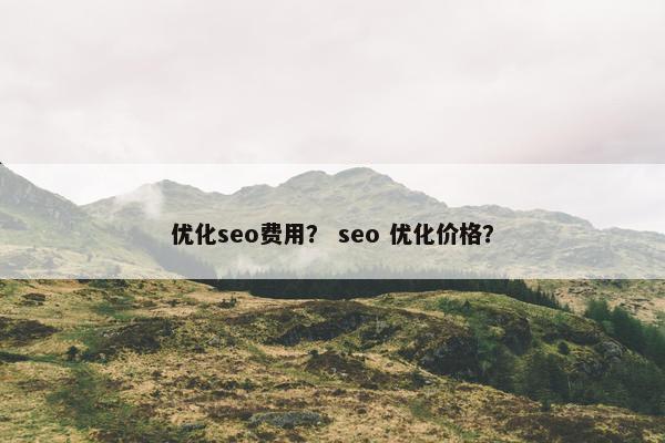 优化seo费用？ seo 优化价格？