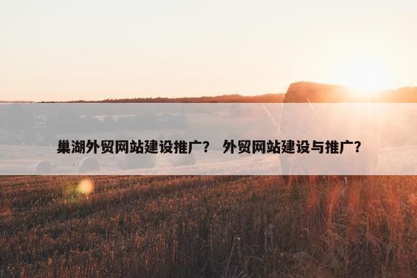 巢湖外贸网站建设推广？ 外贸网站建设与推广？