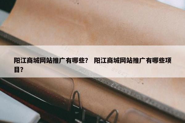 阳江商城网站推广有哪些？ 阳江商城网站推广有哪些项目？