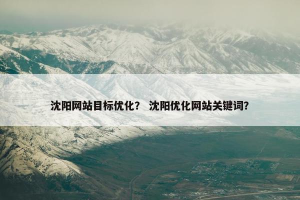 沈阳网站目标优化？ 沈阳优化网站关键词？