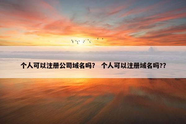 个人可以注册公司域名吗？ 个人可以注册域名吗?？