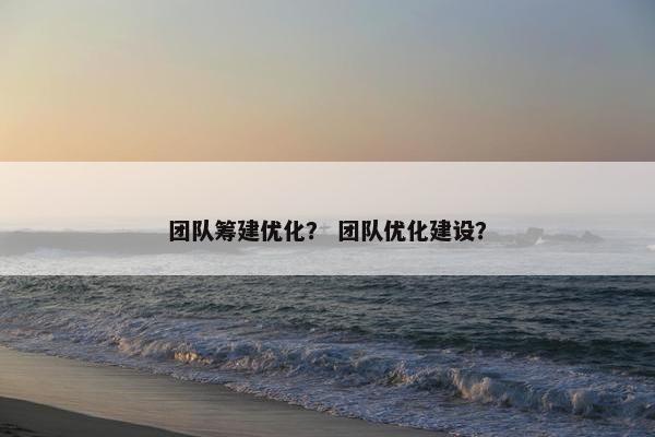 团队筹建优化？ 团队优化建设？