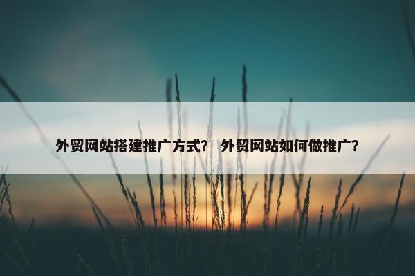 外贸网站搭建推广方式？ 外贸网站如何做推广？