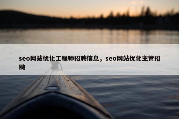 seo网站优化工程师招聘信息，seo网站优化主管招聘