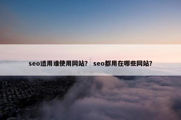 seo适用谁使用网站？ seo都用在哪些网站？
