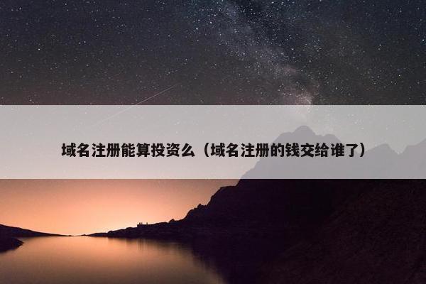 域名注册能算投资么（域名注册的钱交给谁了）
