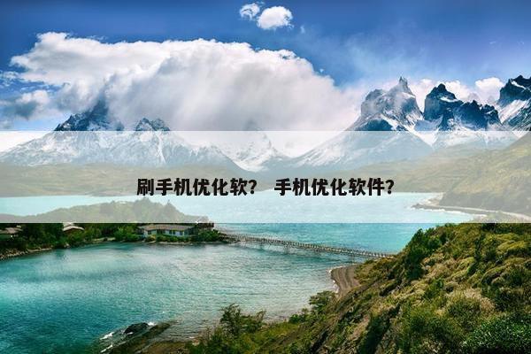 刷手机优化软？ 手机优化软件？