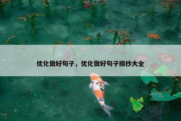 优化做好句子，优化做好句子摘抄大全