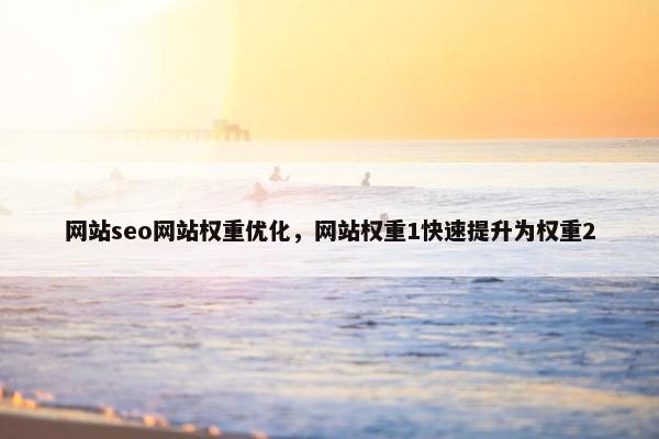 网站seo网站权重优化，网站权重1快速提升为权重2