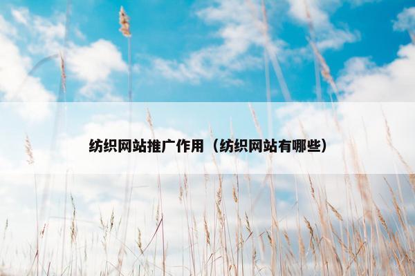 纺织网站推广作用（纺织网站有哪些）