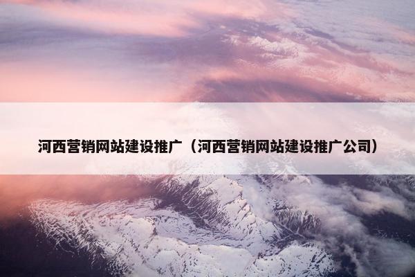河西营销网站建设推广（河西营销网站建设推广公司）
