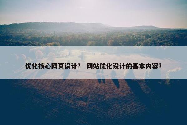 优化核心网页设计？ 网站优化设计的基本内容？