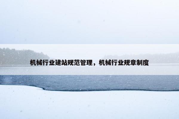 机械行业建站规范管理，机械行业规章制度