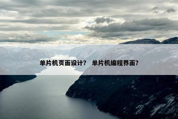 单片机页面设计？ 单片机编程界面？