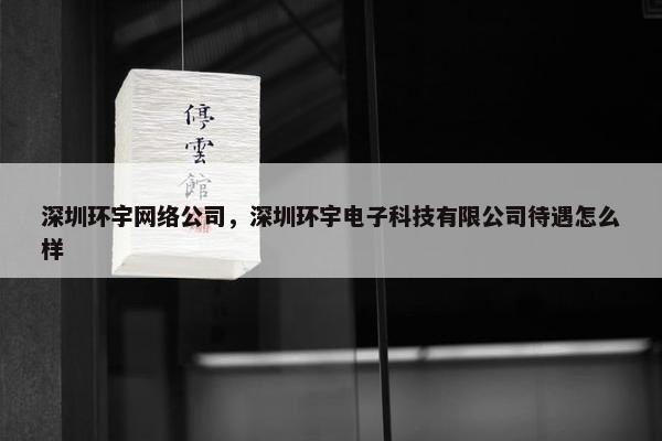 深圳环宇网络公司，深圳环宇电子科技有限公司待遇怎么样