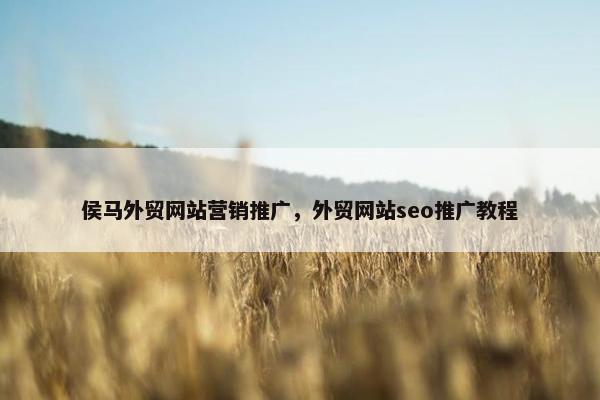 侯马外贸网站营销推广，外贸网站seo推广教程