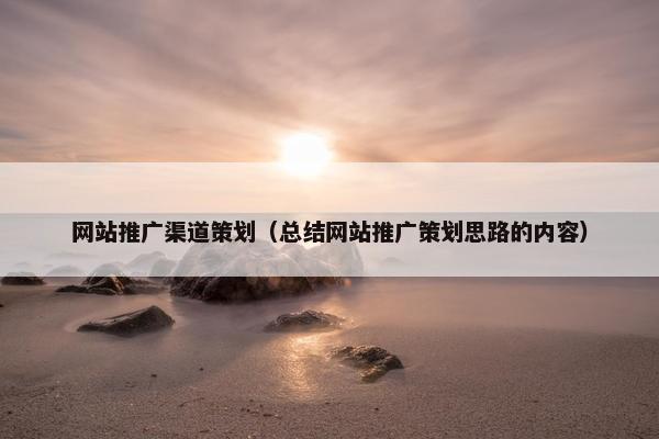 网站推广渠道策划（总结网站推广策划思路的内容）