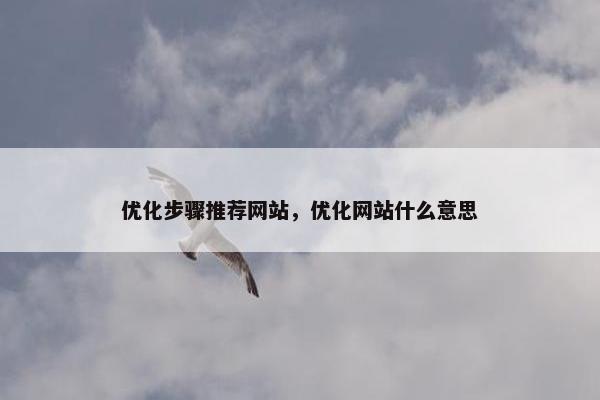 优化步骤推荐网站，优化网站什么意思