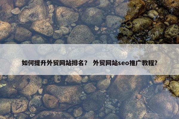 如何提升外贸网站排名？ 外贸网站seo推广教程？