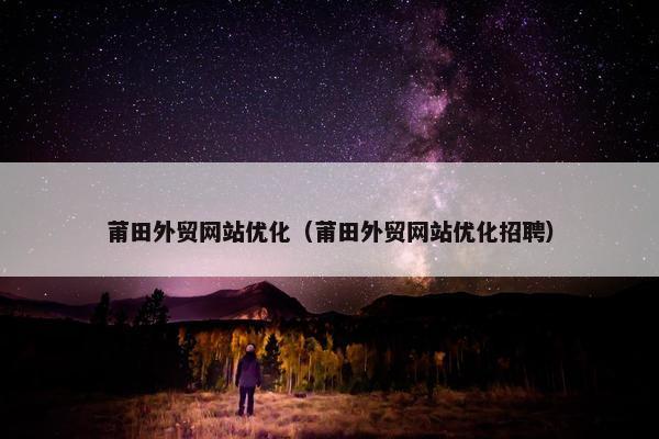 莆田外贸网站优化（莆田外贸网站优化招聘）