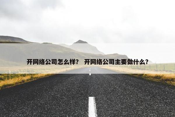 开网络公司怎么样？ 开网络公司主要做什么？
