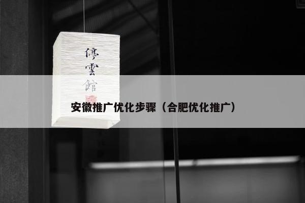 安徽推广优化步骤（合肥优化推广）
