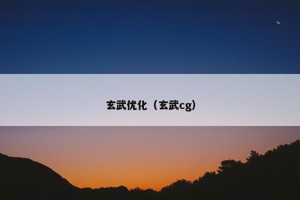 玄武优化（玄武cg）